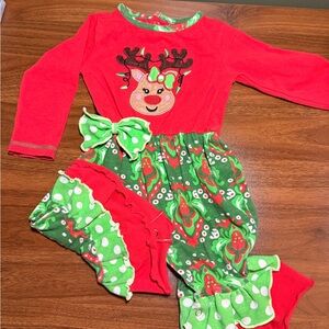 Festive Reindeer Pajama Set for Kids